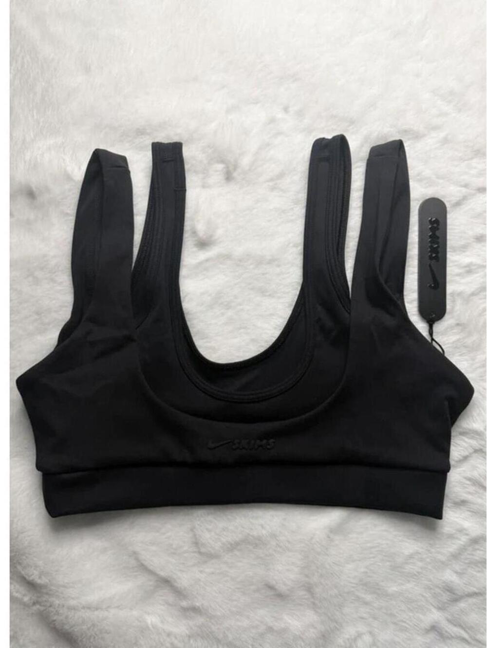 Nike SKIMS Double Strap Scoop Bra Black Small NWT